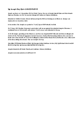A preview of a PDF biography for Quin, Joseph Guy